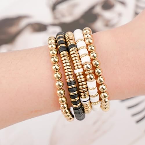 Gionlion 3000 Pcs Clay Beads for Bracelets, Bracelet Making kit Golden Beads for Jewelry Making, Charms Bracelet Kit DIY Arts and Crafts Birthday Gifts Toys