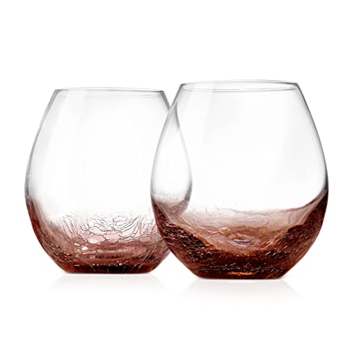 NutriChefKitchen Stemless Sleek Design, Hand Blown & Personally Crafted Set of 2, Lead-Free, Dishwasher Safe, 2 Count (Pack of 1), Ideal Gift For Any Occasion: 3.94"W x 4.33"H