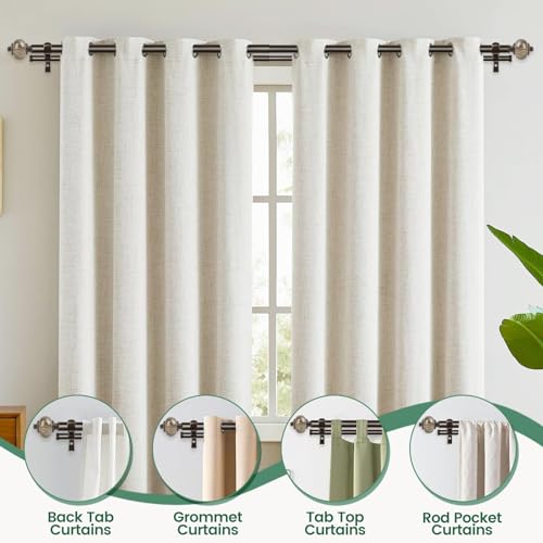 KAMANINA 1 Inch Double Curtain Rod 36 to 72 Inches (3-6ft) Bronze Telescoping Curtain Rods for Windows, Heavy Duty Dual Drapery Rods with Marbled Finials