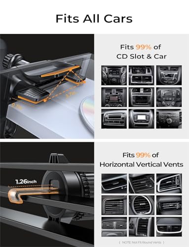 LISEN CD Phone Holder for Car,Adjustable CD Slot Phone Mount Holder for iPhone Ultra Sturdy Cell Phones Holders for Your Car Accessories for Samsung Galaxy S25 S24 iPhone 16 15 14 Pro Max All Phones