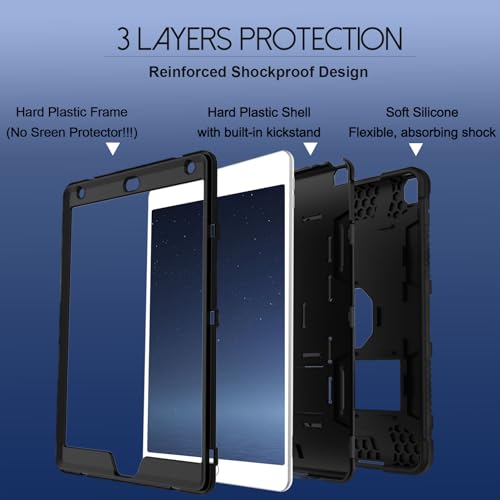 Rantice iPad 9th Generation Case, iPad 8th Generation Case, iPad 7th Generation Case, Hybrid Shockproof Rugged Drop Protection Cover with Kickstand for iPad 10.2'' (Navy+Green)