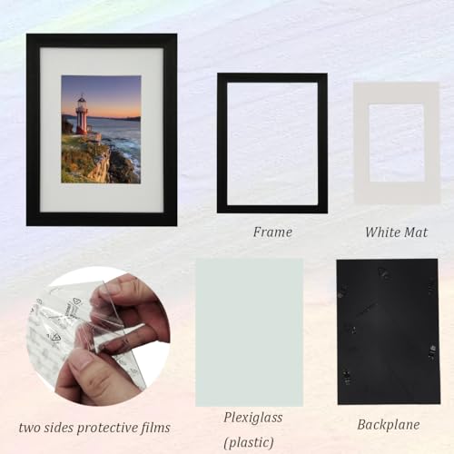 EVQUIT A5 Gallery Picture frames with A6 mat,Freestanding and Wall Mountable Photo Frame,Black