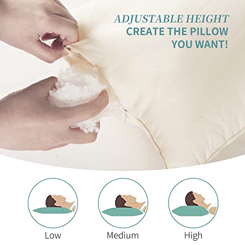 LOFE Organic Pillow with Pillowcase - 13x18 Toddler Pillow with 100% Organic Cotton Shell, Adjustable Loft Organic Toddler Pillow, Machine Washable, Soft, Perfect for Toddlers&Kids&Travel