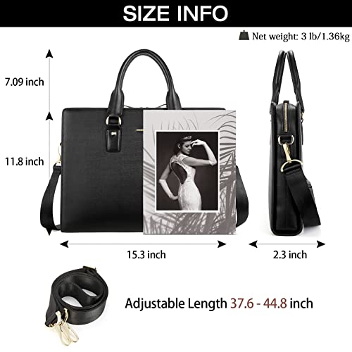 BOSTANTEN Leather Lawyers Briefcase Shoulder Laptop Business Slim Bags for Men & Women Black