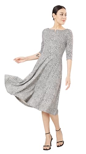 Marycrafts Women's Fit Flare Tea Midi Dress for Office Business Work 18 Dark Blue