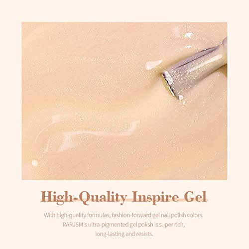 RARJSM Gel Nail Polish Nude Glitter Pale Ivory Sparkle Holographic Rainbow Chunky Red Shimmery Iridescent Jelly Nude Skin Tone Gel Polish Single Bottle Soak off UV LED Cured for Home Salon 15ML