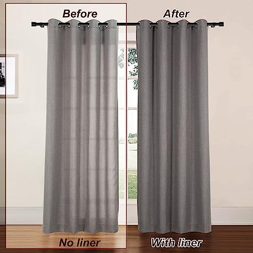 INOVADAY Blackout Curtain Liners 2 Panels Set, Thermal Insulated Light Blocking Liners for Window Curtains 96 Inches Long with Rings (Greyish White, W27 x L92)