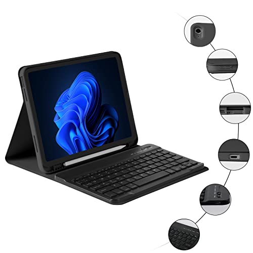 BQSS for iPad 10th Generation Keyboard Case 10.9“2022, Slim Smart Keyboard Case for iPad 10th Gen 2022,Detachable Wireless Keyboard,Pencil Holder(Black)