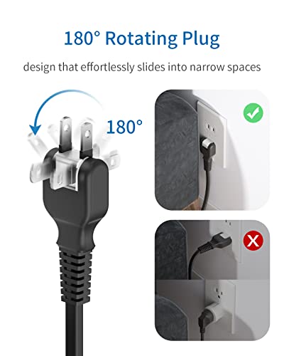 2 Prong Surge Protector Power Strip with 10ft Extension Cord, NTONPOWER 2 Prong to 3 Prong Outlet Adapter with 6 Outlets 2 USB Ports, 2100J Surge Protector Wall Mount for Old House Non-Grounded Outlet