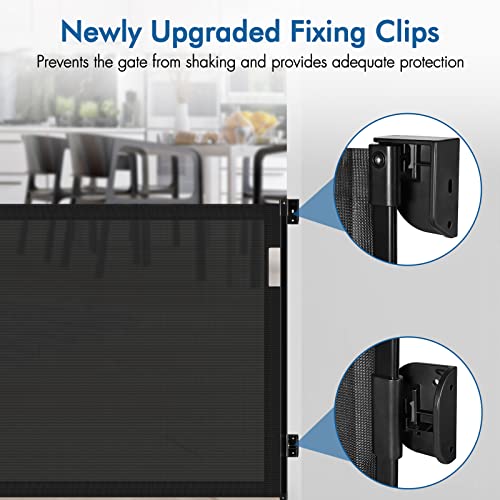 Retractable Baby Gates Extra Wide 70" Wide Retractable Gate Outdoor Dog Gate Indoor Baby Gate Mesh Baby Gate Retractable Gates for Kids or Pets, Outdoor Gates for Decks Baby Gates for Doorways, Black