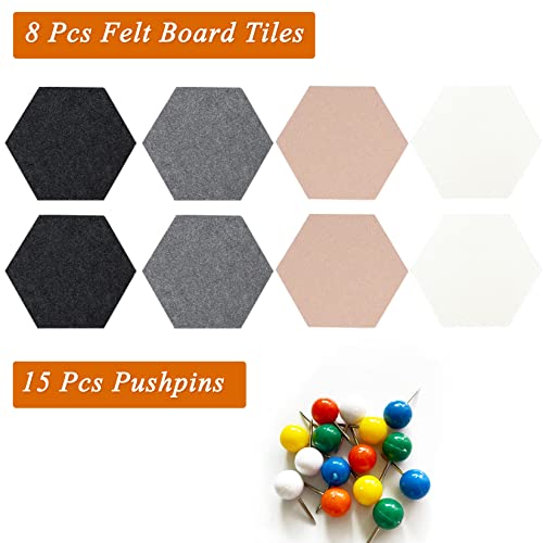 HULAVO 8Pcs Rectangle Felt Cork Board Bar Strips with 35 Pushpins, Self-Adhesive Bulletin Board Strips for Office School Home Wall Decor Stickers Memos Schedules Photos Display -Gradual Green