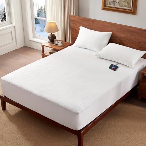 Westinghouse Heated Mattress Pad Full Size, Luxury Quilted Sherpa Bed Warmer with 10 Heat Settings, 1-12H Auto Shut Off Timer, Fit Up to 15" Deep Pocket, Machine Washable, 54x75 Inch