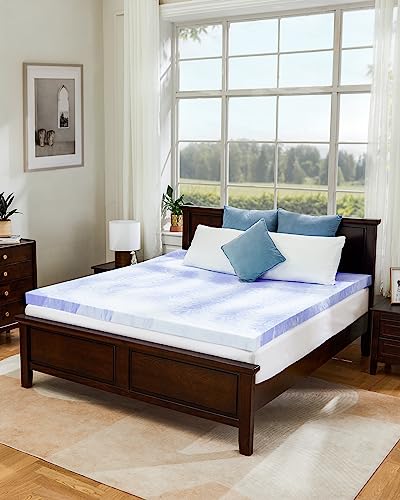 PERLECARE 2 Inch Memory Foam Mattress Topper Twin, Cooling Gel Infused Mattress Pad, Ventilated Bed Topper for Pressure Relief Back Pain, CertiPUR-US Certified, Purple