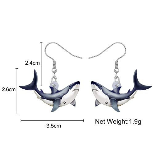 YAYAKO Acrylic Anime Shark Earrings Dangle Ocean Animals Jewelry Cute Shark Gifts for Shark Lovers Women Charms (Azure)