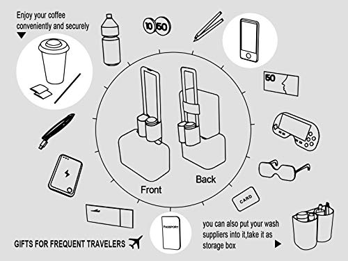 riemot Luggage Travel Cup Tablet Holder - Hold Books Passports Tickets Water Bottles - Fits Roll on Suitcase Handles - Gifts for Flight Attendants Travelers Accessories Grey