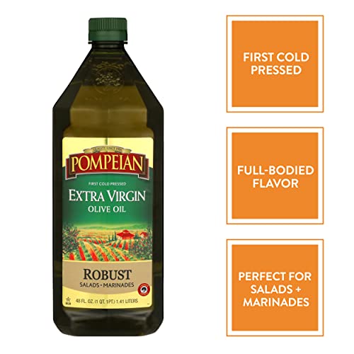 Pompeian Robust Extra Virgin Olive Oil, First Cold Pressed, Full-Bodied Flavor, Perfect for Salad Dressings & Marinades, 48 FL. OZ.