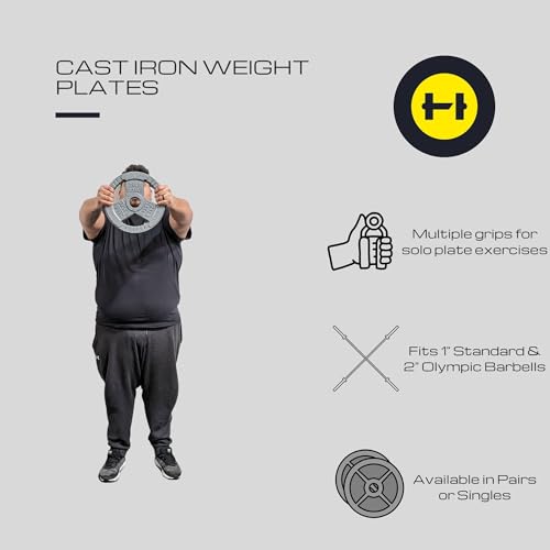 HulkFit 2-inch Iron Plate for Strength Training, Weightlifting, 45lb PAIR
