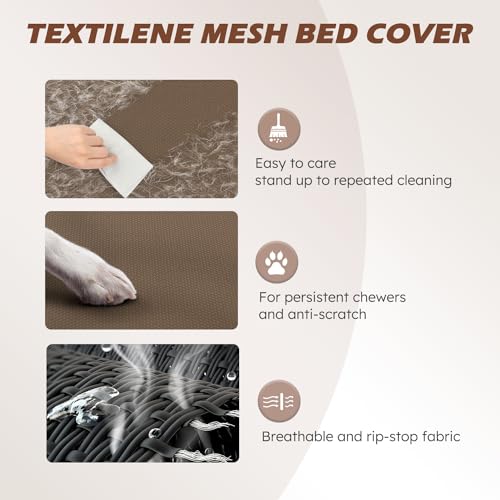 Cooling Elevated Dog Bed, Raised Dog Bed with Washable Breathable Mesh and Metal Frame, Portable Dog Cot Bed with No-Slip Feet for Outdoor and Indoor Use