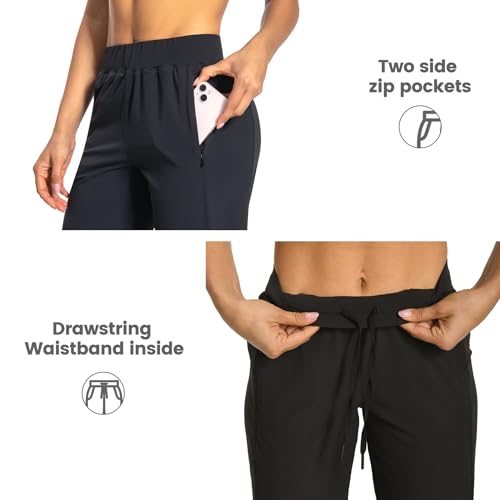 Hooxum Women Joggers Pants Athletic - Lightweight Lounge Pants Soft Sweatpants with Pocket for Workout Casual Jogging Running Black-S