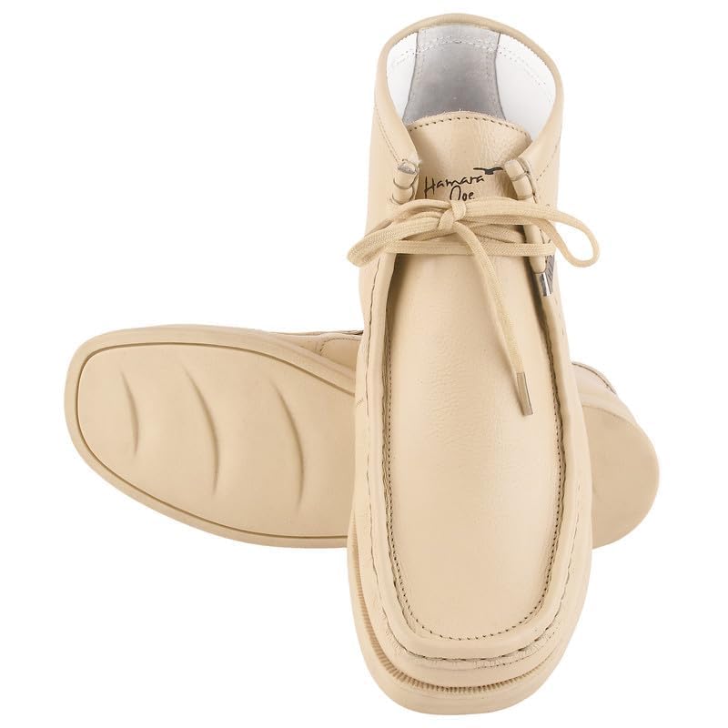 LIBERTYZENO HAMARA JOE Mens Genuine Leather Moccasin Toe Lace Up Casual Chukka Boot Shoes HJ101 Beige 10.5