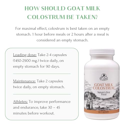 Mt. Capra Goat Milk Colostrum | for Healthy Immune System, Gut, and Athletic Performance | Grass-Fed, High in Immunoglobulins | 30 Servings - 120 Capsules