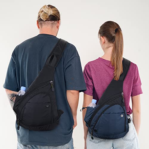 Peicees Sling Bag for Men Women Shoulder Bag Backpack Strap Pockets for Iphone13 Chest Bag for Running Hiking Camping Exercise Outdoor