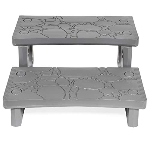 XtremepowerUS Premium Multi Purpose 2-Step Spa Hot Tub Pool RV Campers Deck Steps Lightweight Sided Step (Gray)