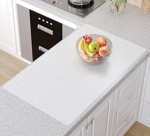 Warome Silicone Mat,36"x 23.6" Heat Resistant Mats for Countertop Protector,Nonstick Silicone Craft Mat/Placemats,Washable Silicone Mats for Kitchen Counter,No Creases Counter Mat-White Translucent