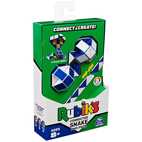 Rubik’s Connector Snake, Two-Pack Cubes 3D Puzzle Game Stress-Relief Fidget Toy Activity Cube Travel Game Gift Idea, for Adults and Kids Ages 8 and up