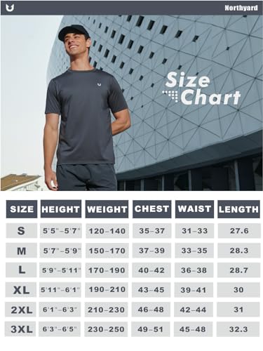 NORTHYARD Breathable 2.0™ Men's Athletic Workout T-Shirt REDOCHRE-M