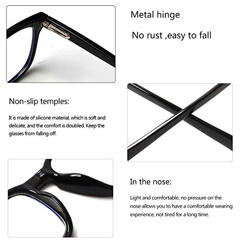 Sumkyle 2-Pack Progressive Multifocal Anti Blue Light Reading Glasses for Women and Men Fashion Eyeglasses Frame (Black Demi, 4.00)