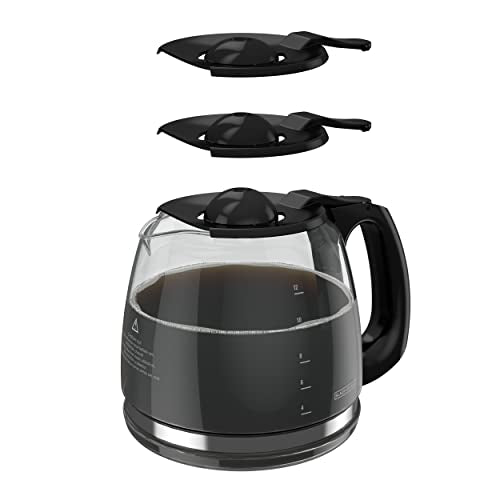 BLACK+DECKER 12-Cup Replacement Carafe, GC3100B, Duralife Glass, Dishwasher-Safe, 2 Extra Lids