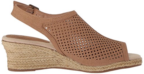 Easy Street Women's Stacy Wedge Sandal, Blush Linen Print, 7 Wide