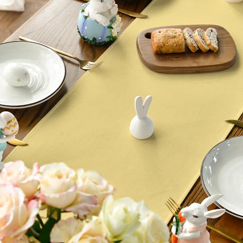 Artoid Mode Easter Bunny Easter Table Runner, Seasonal Spring Flowers Holiday Kitchen Dining Table Runner for Home Party Decor 13 x 108 Inch