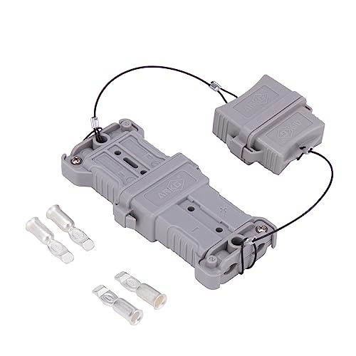 ANKG 50Amp 10Awg Battery Quick Connect Electric Forklift Cable with O Ring Terminal,2Pcs 32cm/1ft with Quick Connector for Carts, Sightseeing Car, Batteries, Motors,Tractors(Grey)
