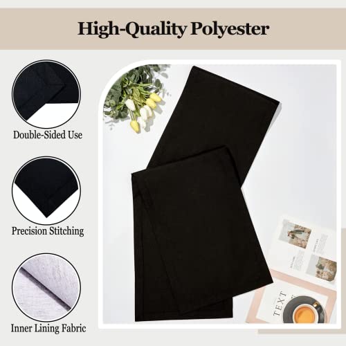 Mebakuk Linen Farmhouse Table Runner Large Burlap Style Soft and Waterproof Decorative Fabric Runner for Outdoor Wedding and Dinner (14 x 36 Inch, Black)