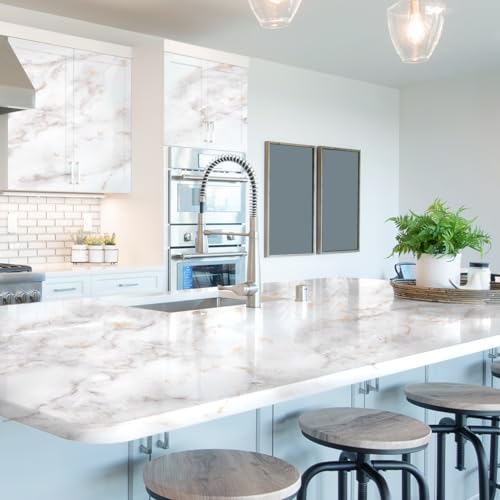 rabbitgoo Glossy Marble Contact Paper Peel and Stick Wallpaper 11.8" x 78.7" Countertop Furniture Waterpoof Self Adhesive Removable Cover for Kitchen Bathroom Cabinet Drawer Shelf Liner Vinyl Roll