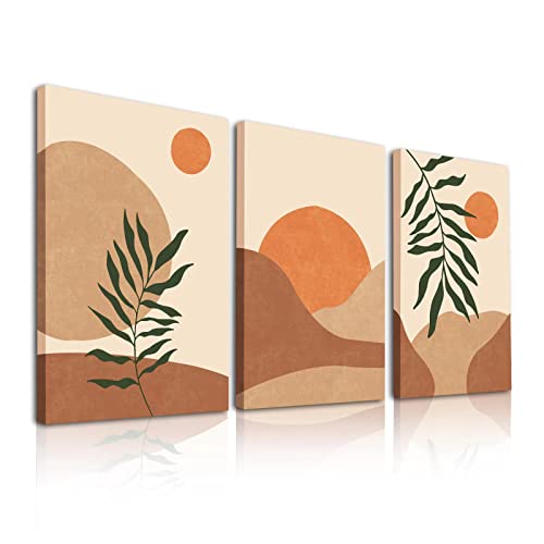 Mid-Century Modern Boho Wall Art Decor - Framed Prints for Living Room, Bedroom, Bathroom, Office - 12x16inch