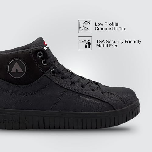 Airwalk Deuce Composite Toe Shoes for Men - Lightweight Work Safety Sneakers - Non-Slip, Electrical Hazard Resistant, Black/Black, 9 Medium