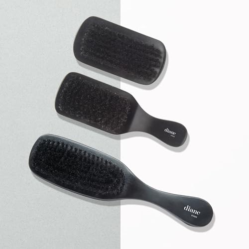 Diane 100% Boar Bristle Curved Military Wave Brush for Men and Women – Soft Bristles for Fine to Medium Hair – Use for Detangling, Smoothing, Wave Styles, Soft on Scalp, Restore Shine and Texture