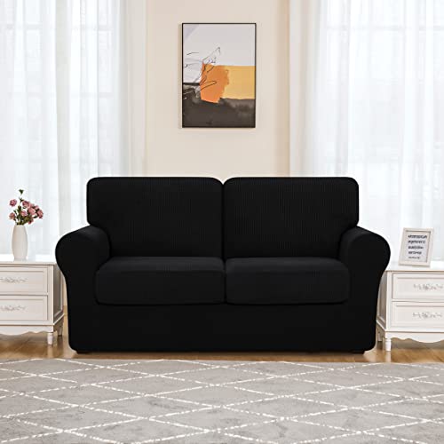 SUBRTEX 3 Pieces Stretch Sofa Slipcover Sets Couch Cover Sets Backrest Cushion Covers Furniture Protector Collection Set for Oversize Sofa Loveseat Chair Slip Covers(Small, Navy)