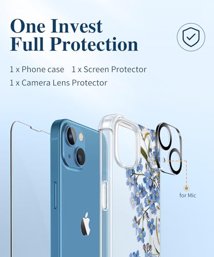 GVIEWIN Designed for iPhone 13 Case 6.1 Inch, Clear Flower Soft & Flexible Shockproof Floral Women Phone Cover(Magnolia/White)