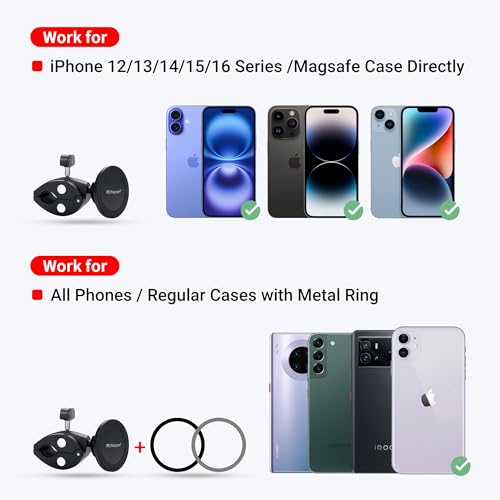 Phone Holder Mount Magnetic Accessories: Fitness Equipment Gym Motorcycle Handlebar, Exercise Bike, Treadmill, Stroller, Cart, for Magsafe iPhone 16 15 14 13 12 Plus Pro Max & All Phone Stand Clamp