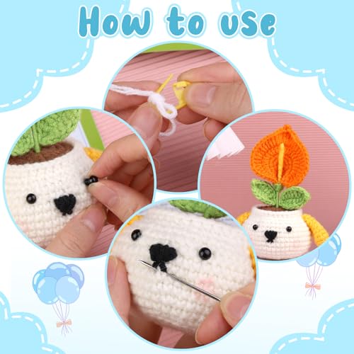 Nitlak Crochet Kit for Beginners, Crochet Starter Kit, Crocheting Cartoon Pumpkin Ghost Kits with Step-by-Step Video Tutorials, Plenty of Yarn, Complete Starter Knitting Kit for Adult, DIY Present