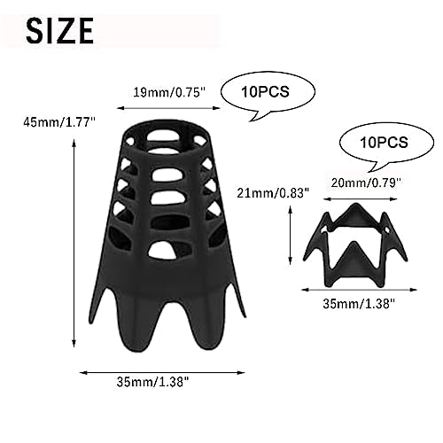 Golf Simulator Tees for Home Indoor Golf Practice Training, Golf Mat Tees for Winter Turf and Driving Range, Pack of 10 Tall & 10 Short (Black)