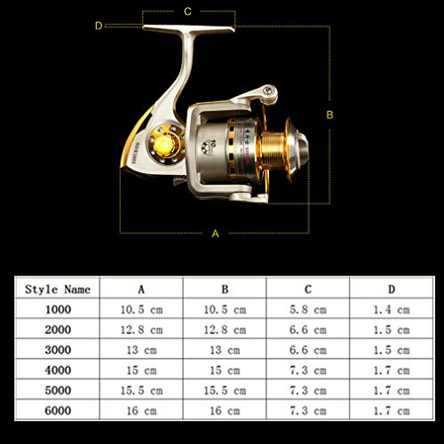 Diwa Spinning Fishing Reels for Saltwater Freshwater 1000 2000 3000 4000 5000 6000 Series Fishing Spool Left/Right Interchangeable Trout Carp Spinning Reel 10 Ball Bearings Light and Smooth (1000)