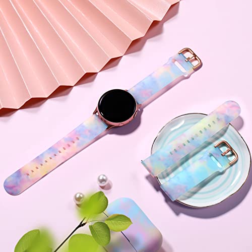 GEAK Compatible with Samsung Galaxy Watch Bands 7 6 5 4 FE/Galaxy Watch 7 6 5 4 Bands 40mm 44mm, 20mm Silicone Band for Galaxy Watch 5 pro/Watch 4 6 Classic 42mm 46mm 43mm 47mm Women Pink Flower