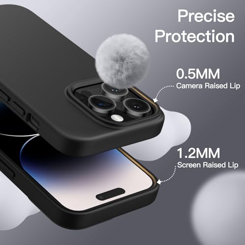 JETech Silicone Case for iPhone 14 Pro 6.1-Inch, Silky-Soft Touch Full-Body Protective Phone Case, Shockproof Cover with Microfiber Lining (Black)