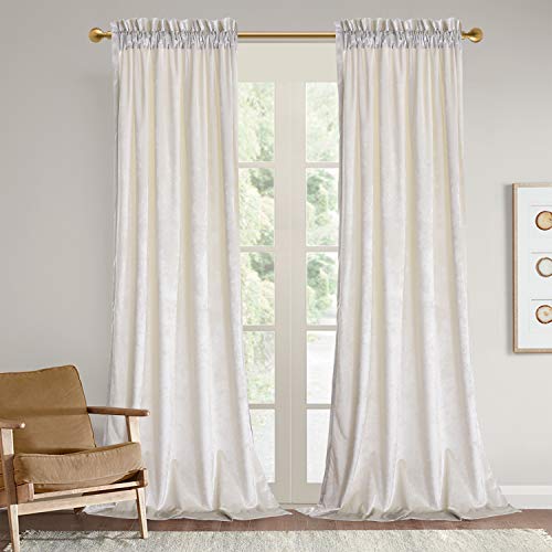 Roslynwood Chestnut Velvet Curtains - Vintage Style Home Decor Blackout Curtain Panels for Farmhouse Living Room/Dorm/Basement/Apartment, W52 x L63, 2 Panels
