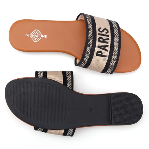 STUNAHOME Summer Flat Sandals for Women Fashion slide Sandals Womens